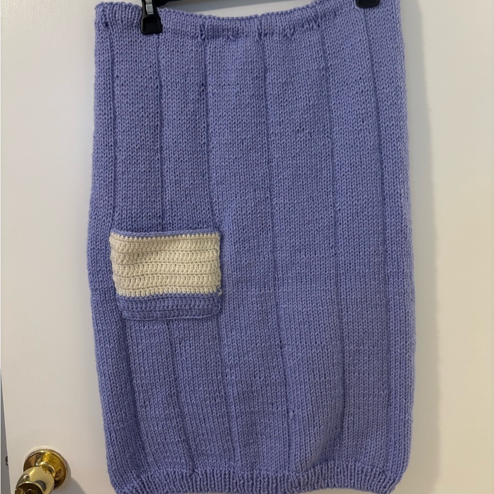 HANDMADE Cozy Knit Purple Skirt with Pocket